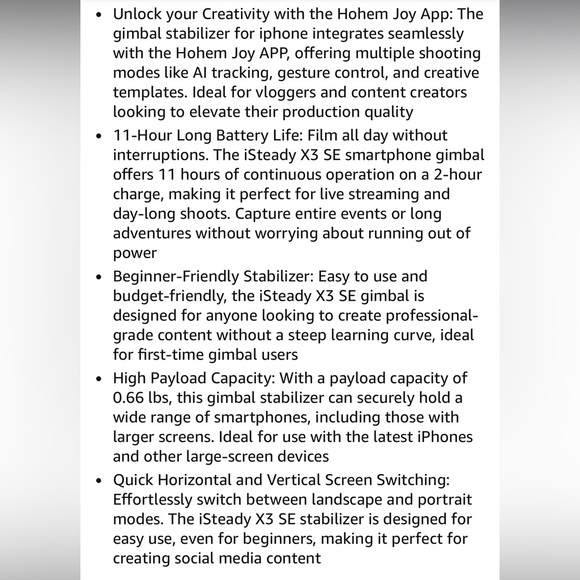 ~iSteady X3 SE Gimbal iPhone Tripod Stabilizer~ - Picture 14 of 15